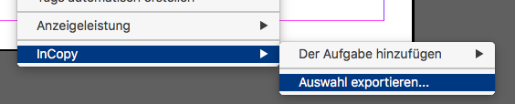 Screenshot de l'option d'export en InDesign